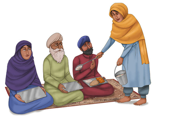 Note: In a Sikh temple (Gurdawara) there is usually free vegetarian food from communal kitchens (a shared meal is called a langar).